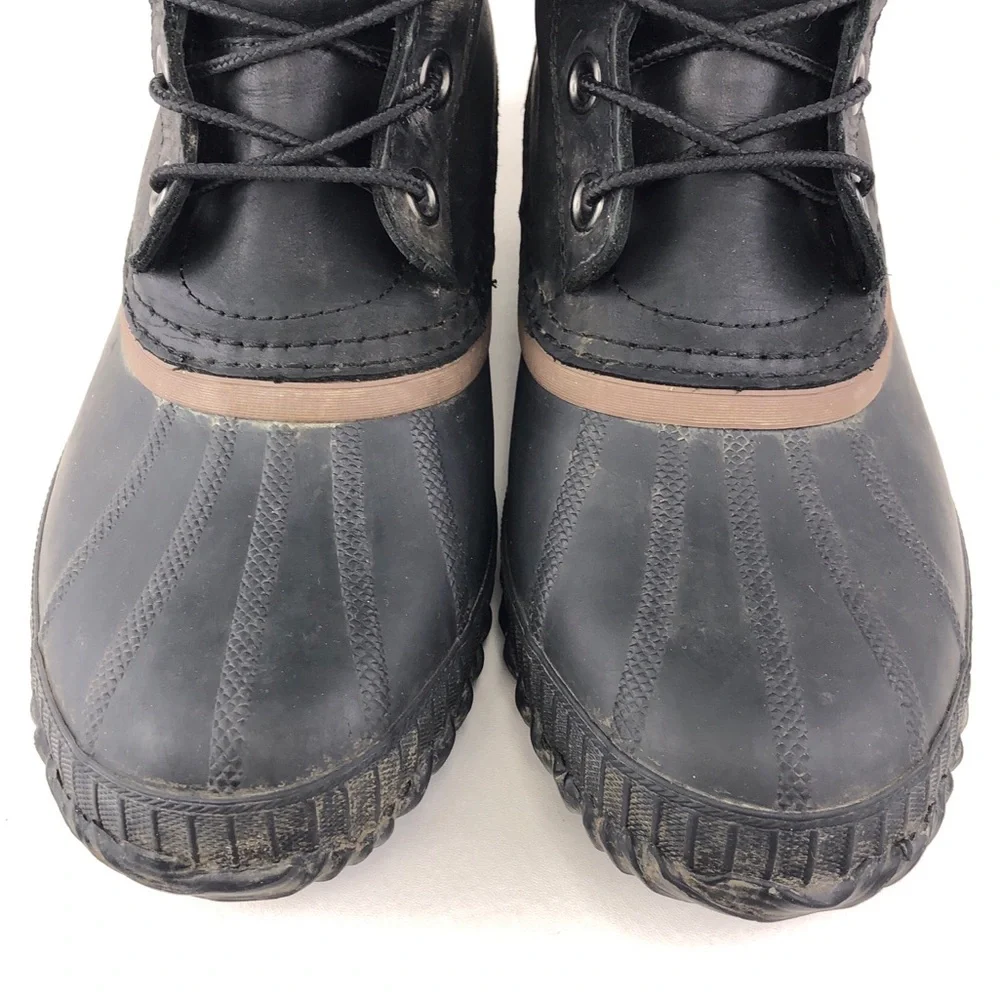 Sorel Cheyanne Lace Black Leather Winter Boots 8